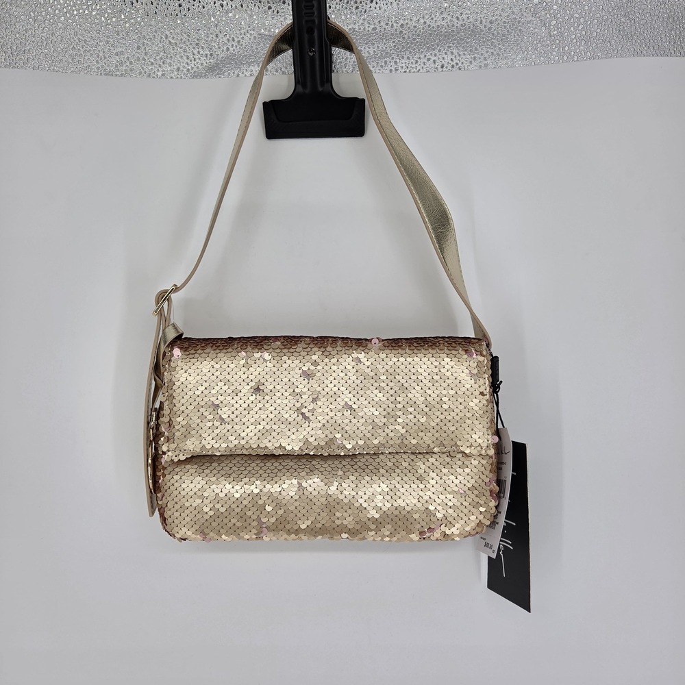 Womens Reversible Sequin Shoulder Bag Y2K 90s 80s Party Disco Statement Gold NWT - Picture 9 of 11